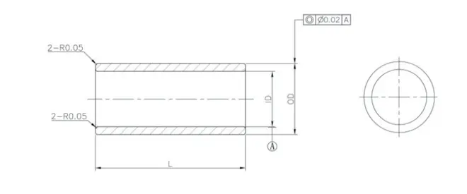 Custom Solid Ceramic Sleeve technical drawing